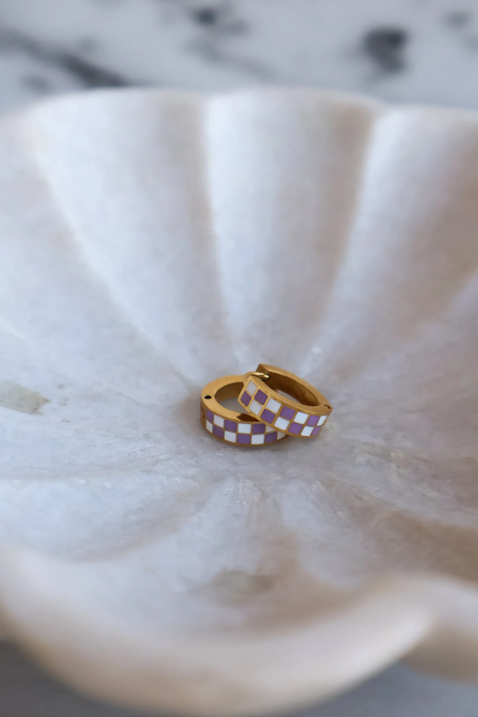 Purple and White Checkered Hoops