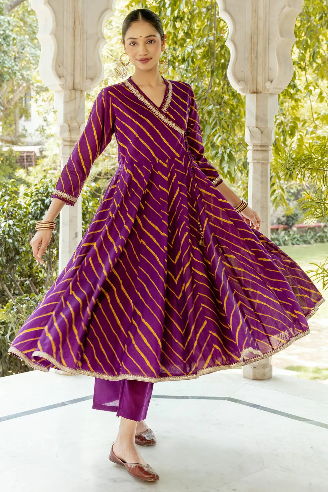 Purple Lehariya Angarkha
