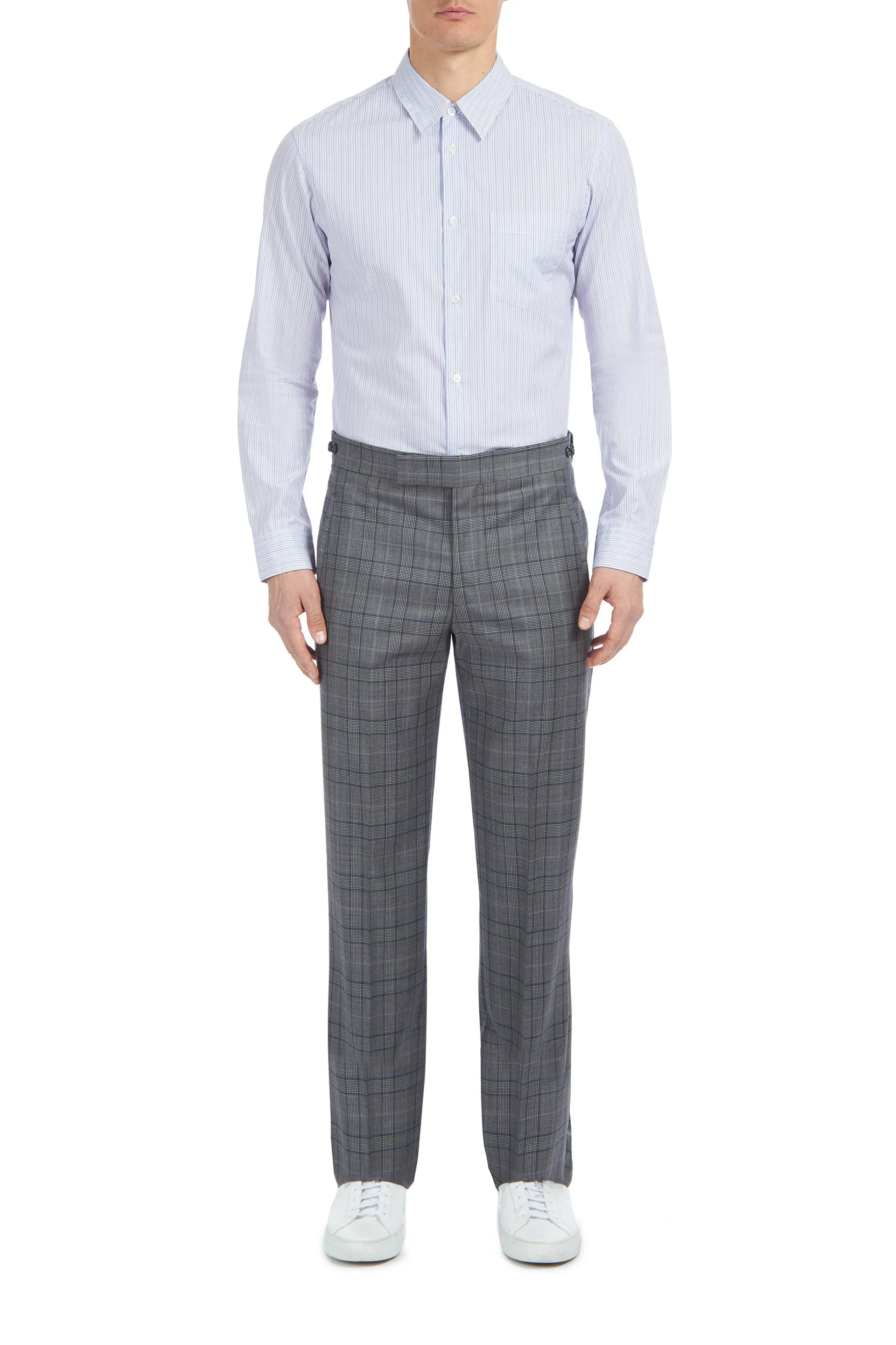 Sebastian Pant in Blue/Grey Check Virgin Wool