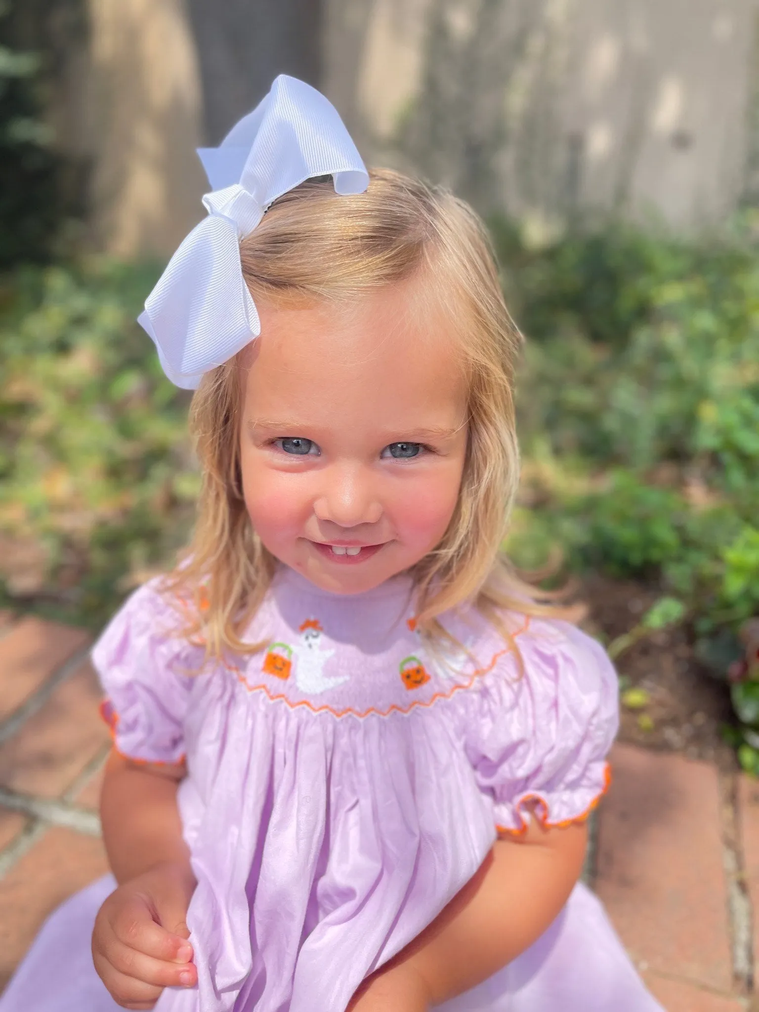 Smocked Halloween Ghost bishop dress