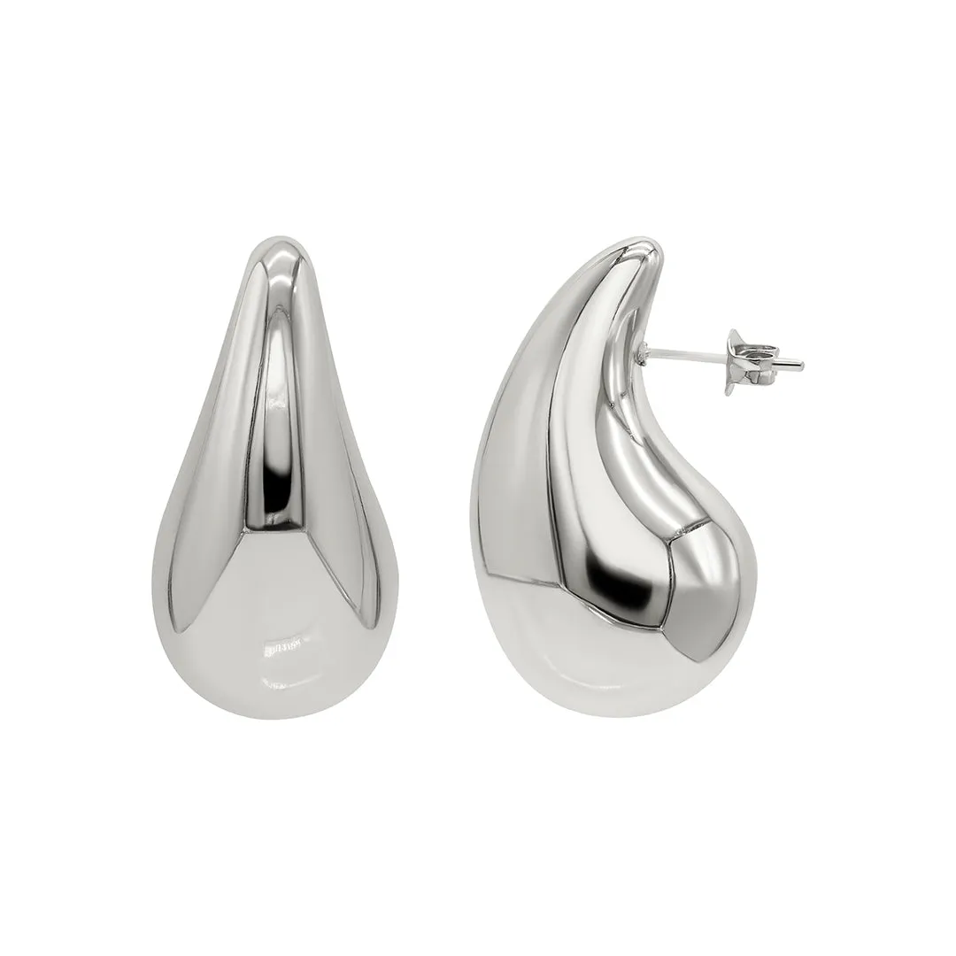 Tarnish Resistant Teardrop Sculptural Stud Earrings