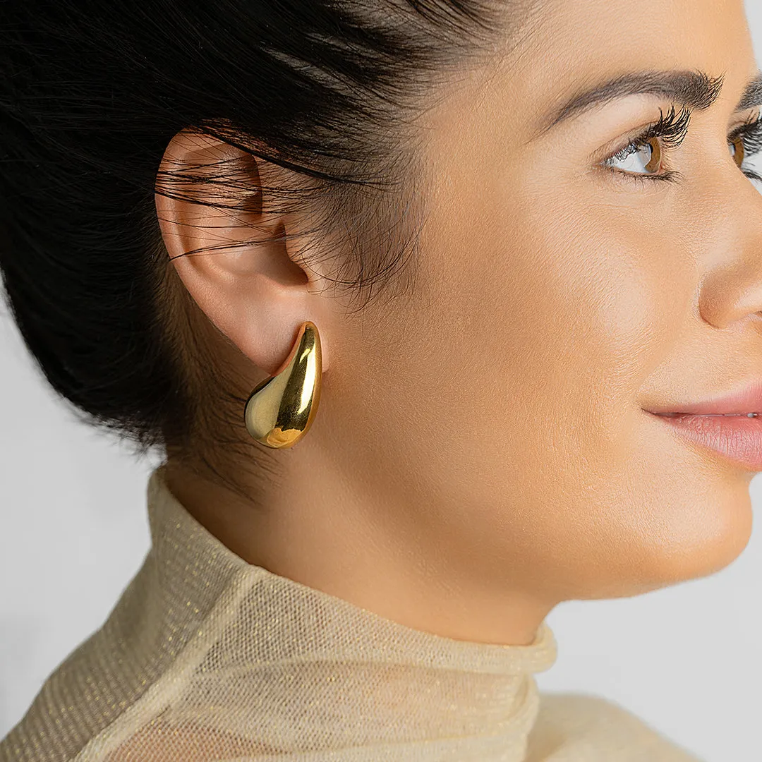 Tarnish Resistant Teardrop Sculptural Stud Earrings