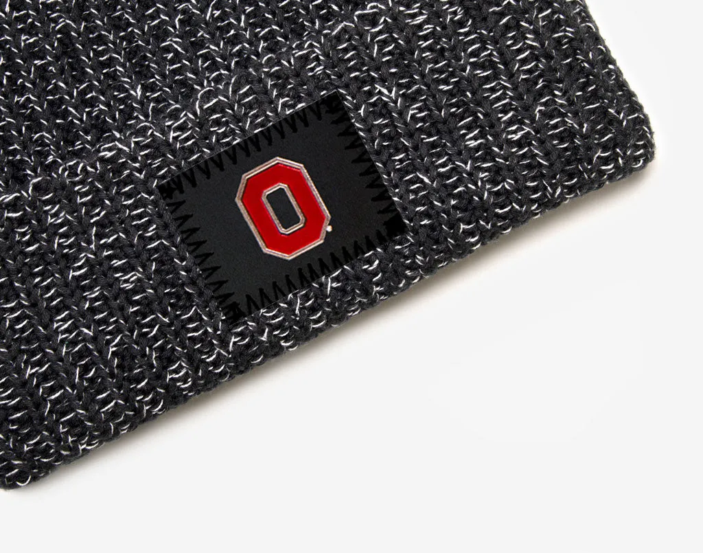 The Ohio State Buckeyes Black and White Speckled Pom Beanie