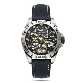 URBAN SKELETON(TITANIUM) Ver 2.0-Silver Hands - 3-Hand Hi-beat(28,800 bph) with 72 hrs Power-reserve Automatic Watch | Black Dial