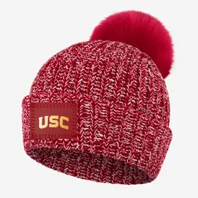 USC Trojans Crimson and White Speckled Pom Beanie