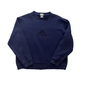 Vintage 90s Navy Blue Adidas Large Logo Sweatshirt - Extra Large