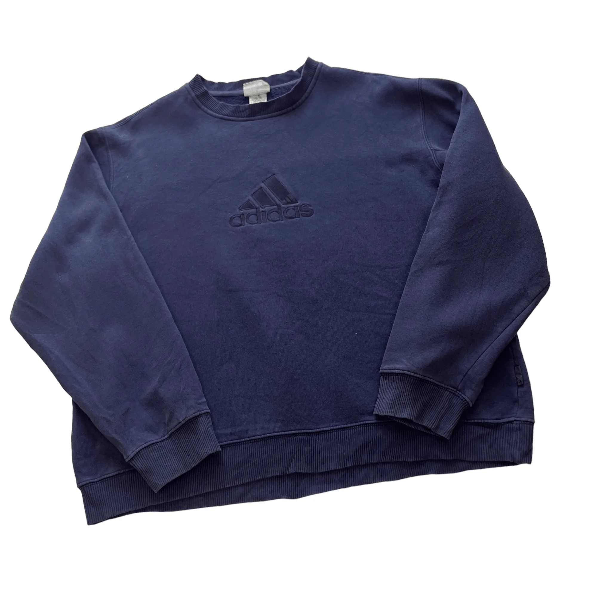 Vintage 90s Navy Blue Adidas Large Logo Sweatshirt - Extra Large