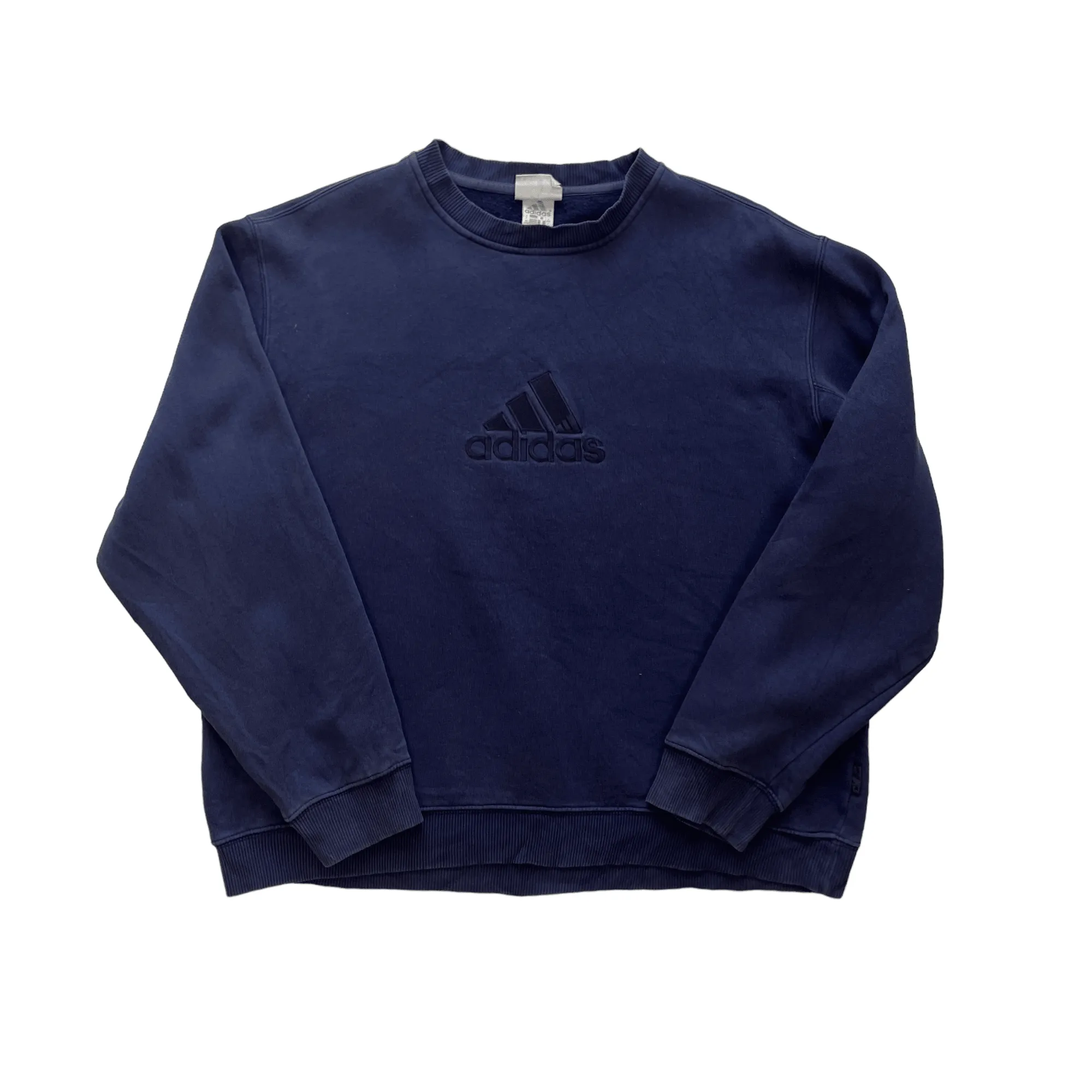 Vintage 90s Navy Blue Adidas Large Logo Sweatshirt - Extra Large