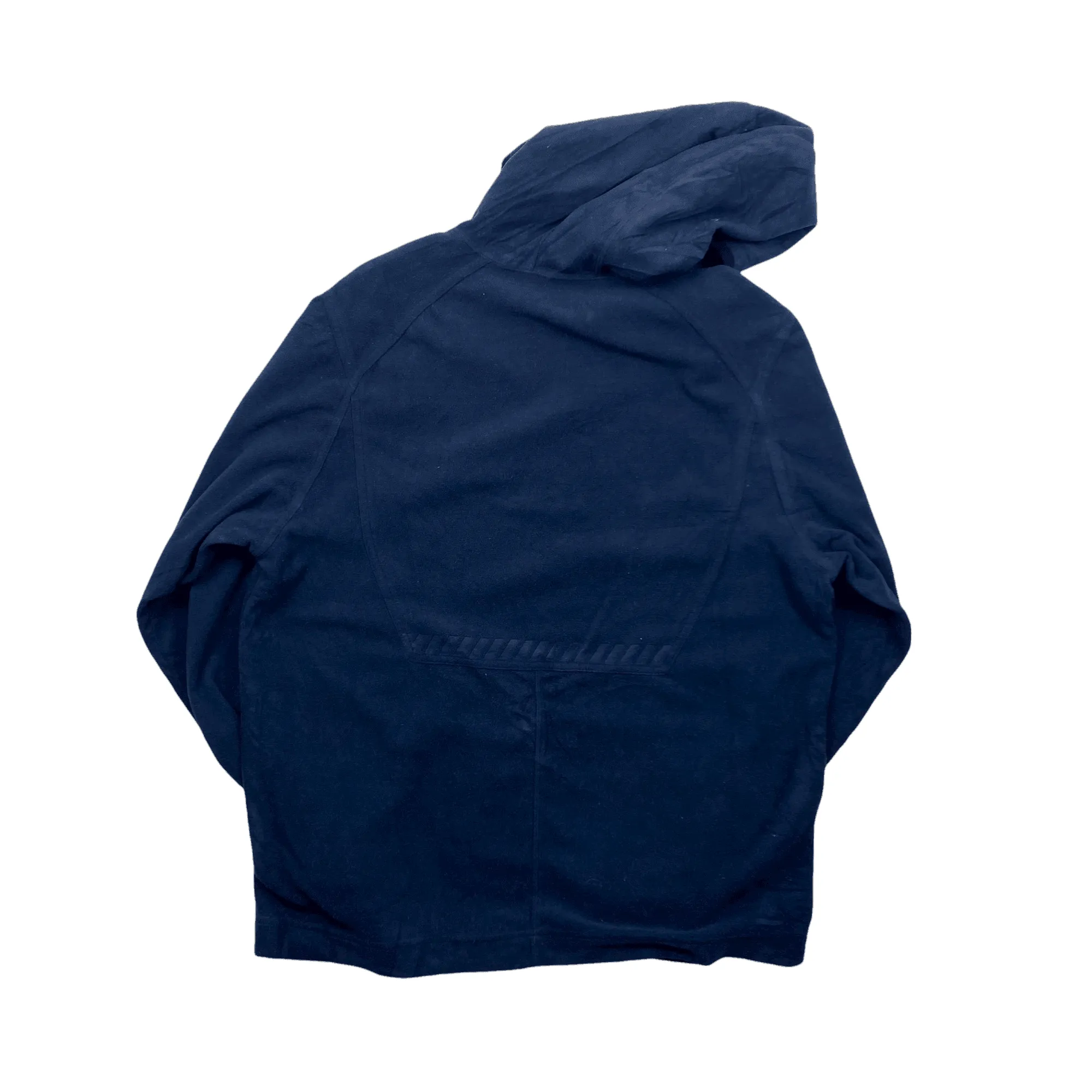 Vintage 90s Navy Blue Nike Spell-Out Fleece Hoodie - Large