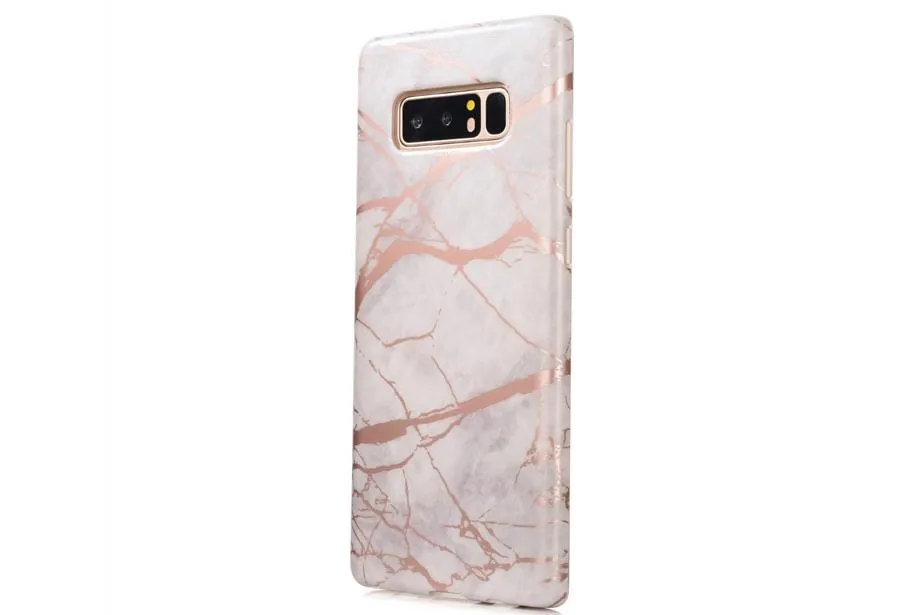 White & Rose Gold Marble Samsung Phone Case