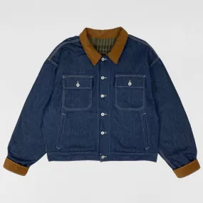 YZY SZN 6 Flannel Lined Corduroy Denim Sample Jacket In Blue
